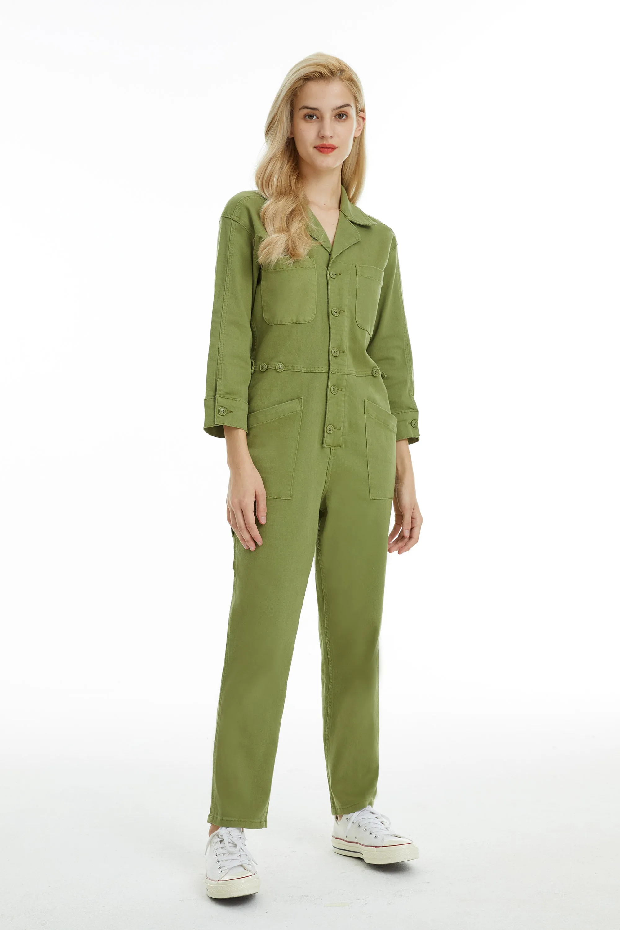 LONG SLEEVE JUMPSUIT WITH FRONT PATCH POCKETS BYRJ001 MULA