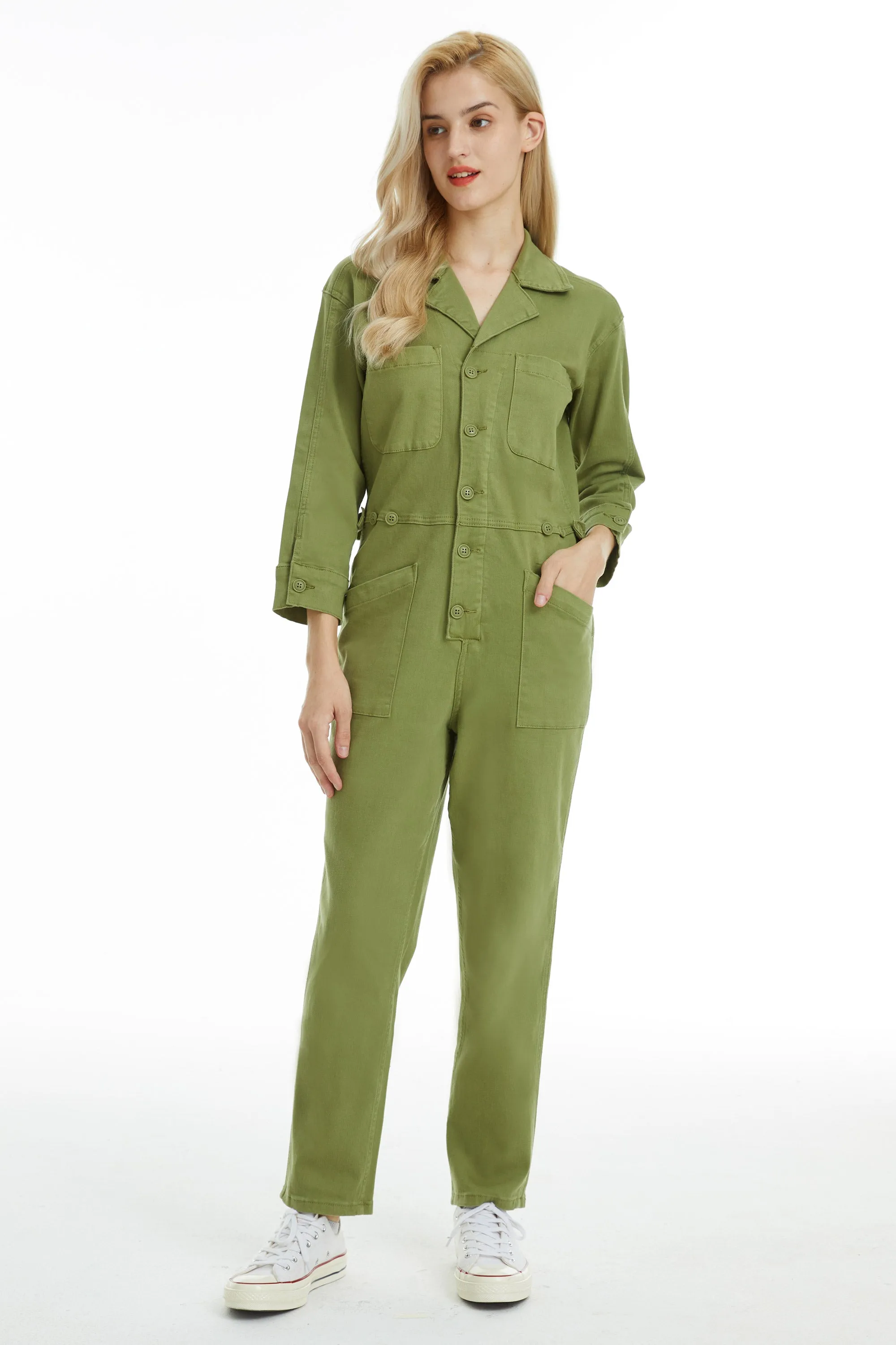 LONG SLEEVE JUMPSUIT WITH FRONT PATCH POCKETS BYRJ001 MULA