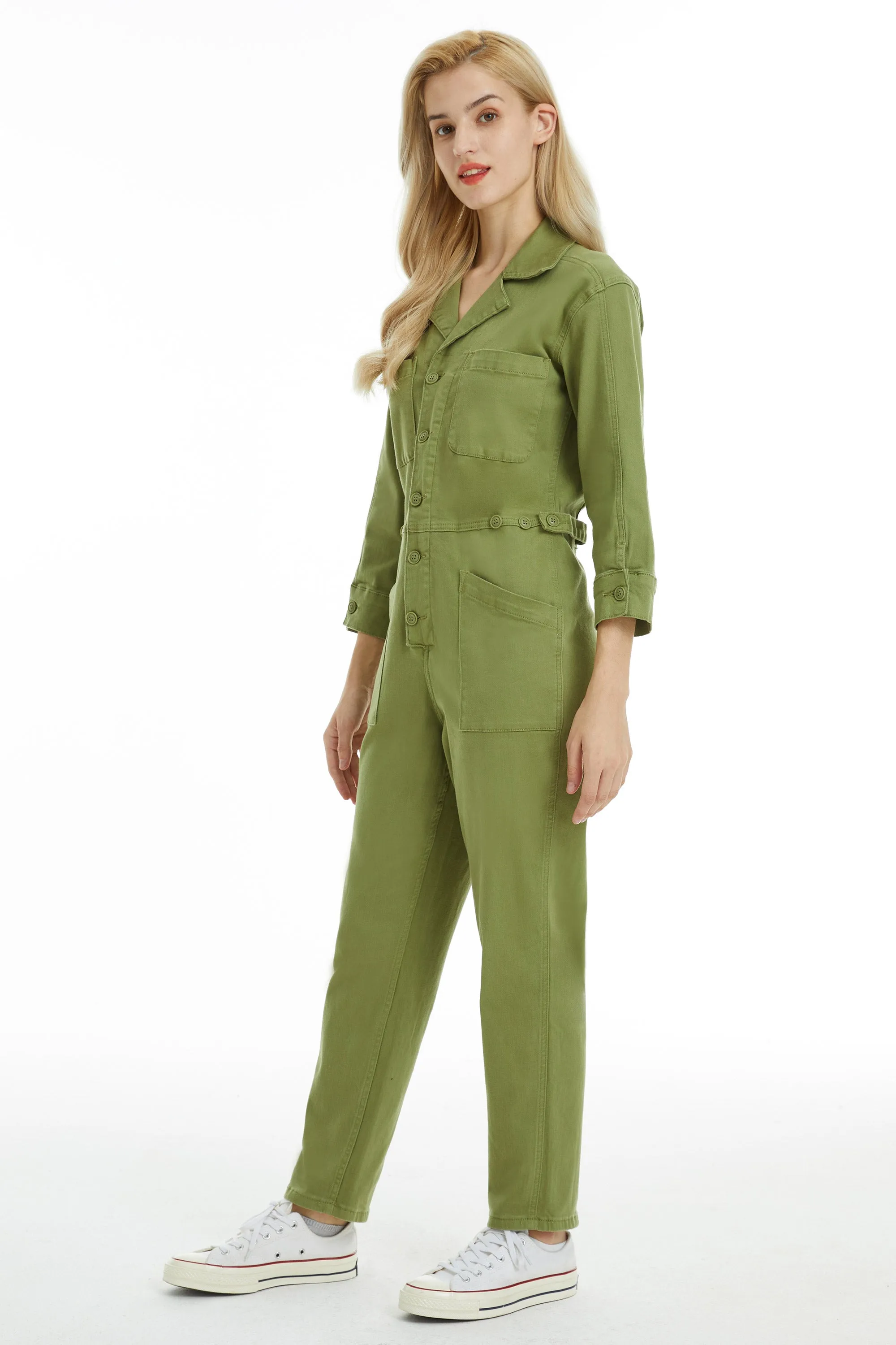 LONG SLEEVE JUMPSUIT WITH FRONT PATCH POCKETS BYRJ001 MULA