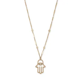 MARQUISE DIAMOND CUT OUT HAMSA NECKLACE