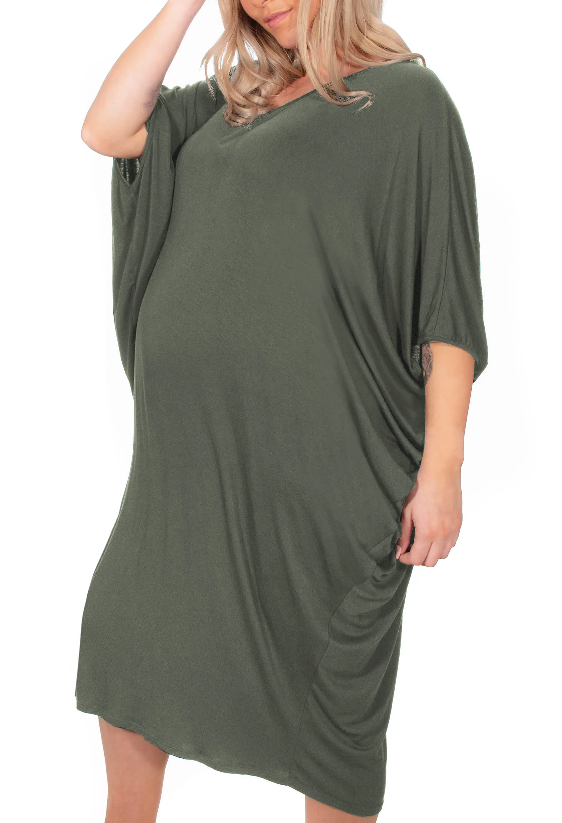 Maternity Bamboo V Neck Draped Dress - 2 Pack