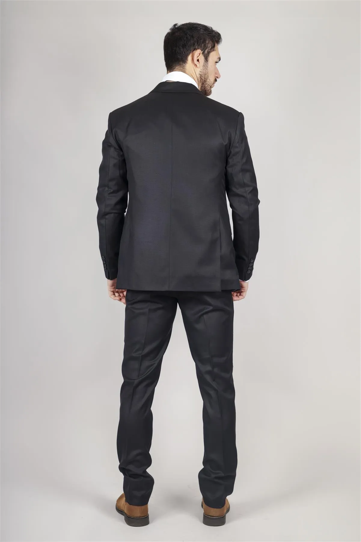 Men's Black Suit Double Breasted 3 Piece Formal Dress