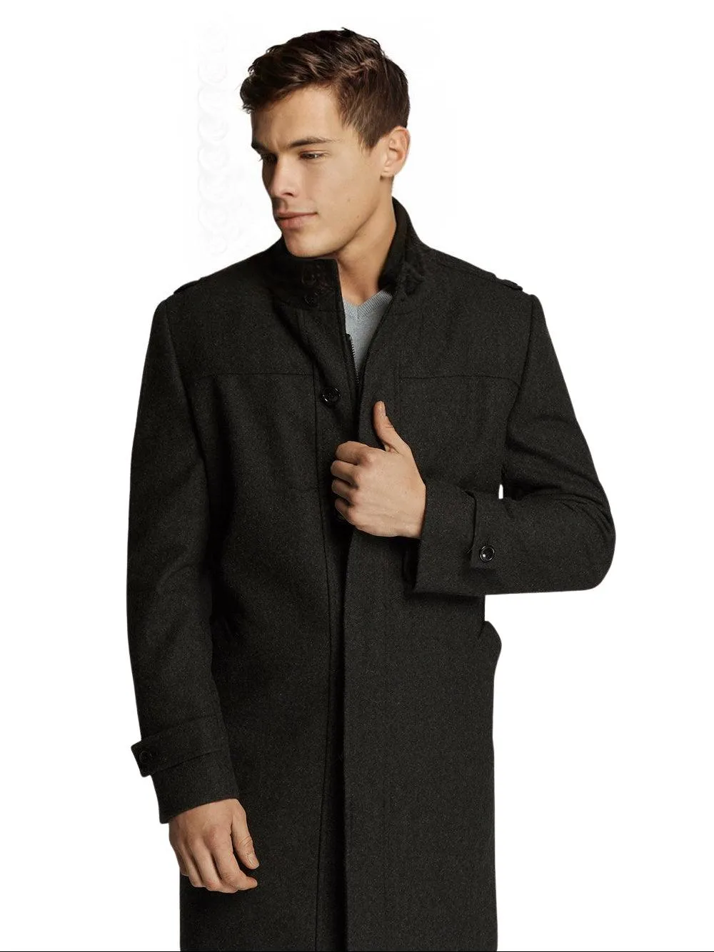 Men’s Black Trench Long Winter Overcoat