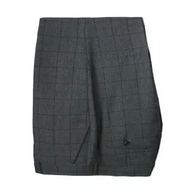 Men's Charcoal Stretch Windowpane Check Slim Fit Trousers