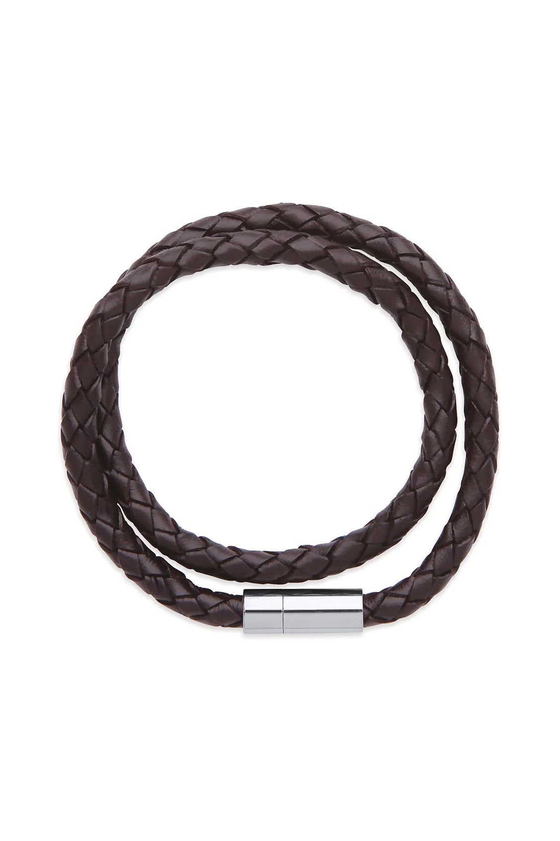 Mens Leather Double Plaited Bracelet