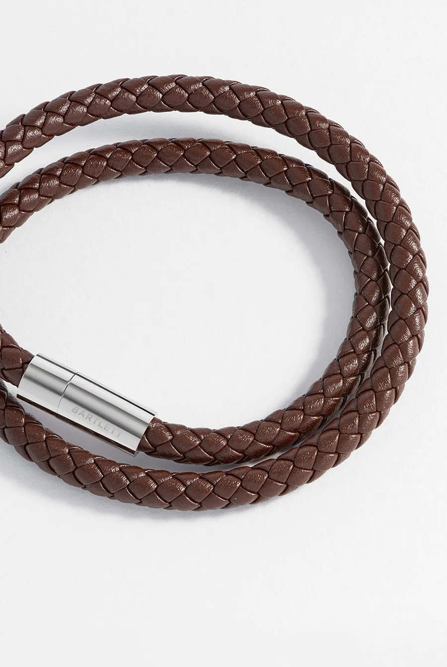 Mens Leather Double Plaited Bracelet