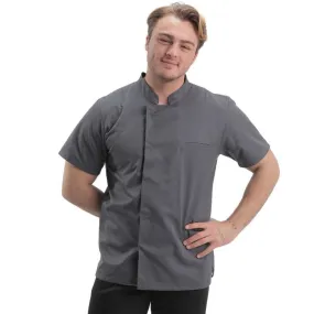 Men's Short Sleeve Gray Cooking Coat - MANELLI