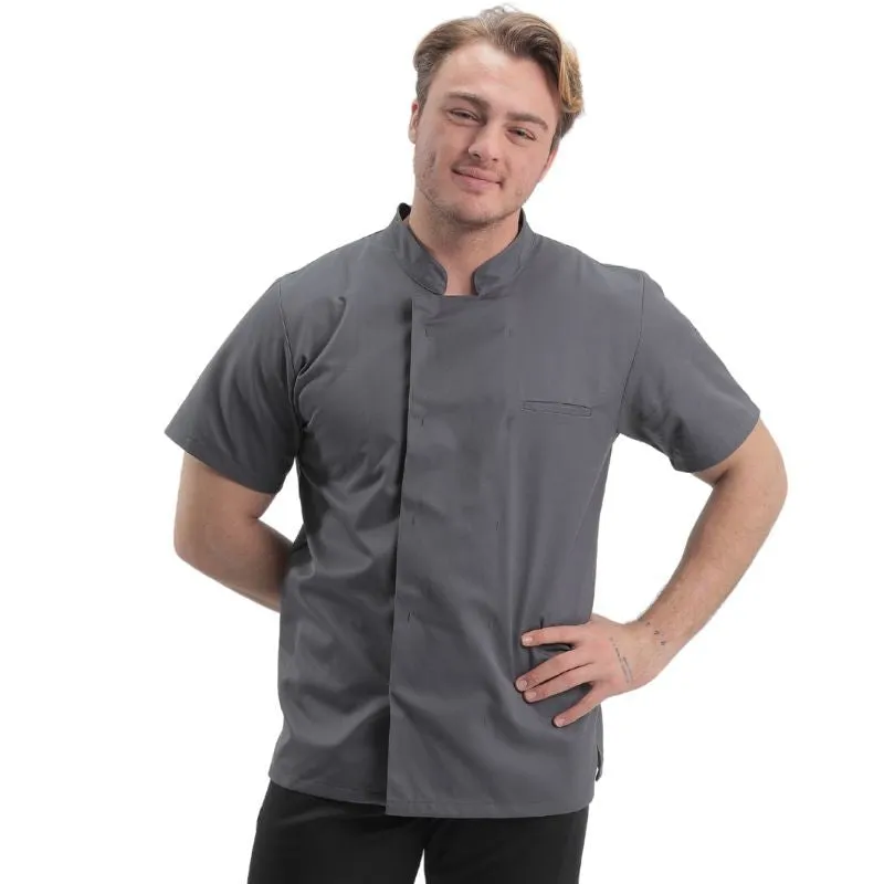 Men's Short Sleeve Gray Cooking Coat - MANELLI