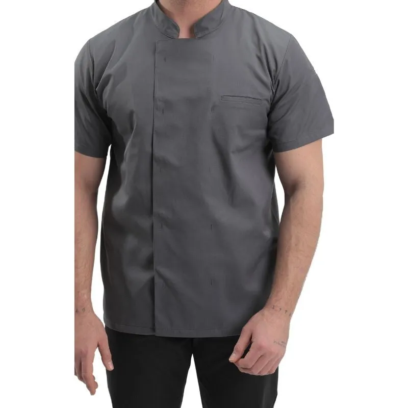 Men's Short Sleeve Gray Cooking Coat - MANELLI