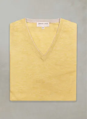 Men's St. Barths Contrast V-Neck Cashmere Sweater in Yellow