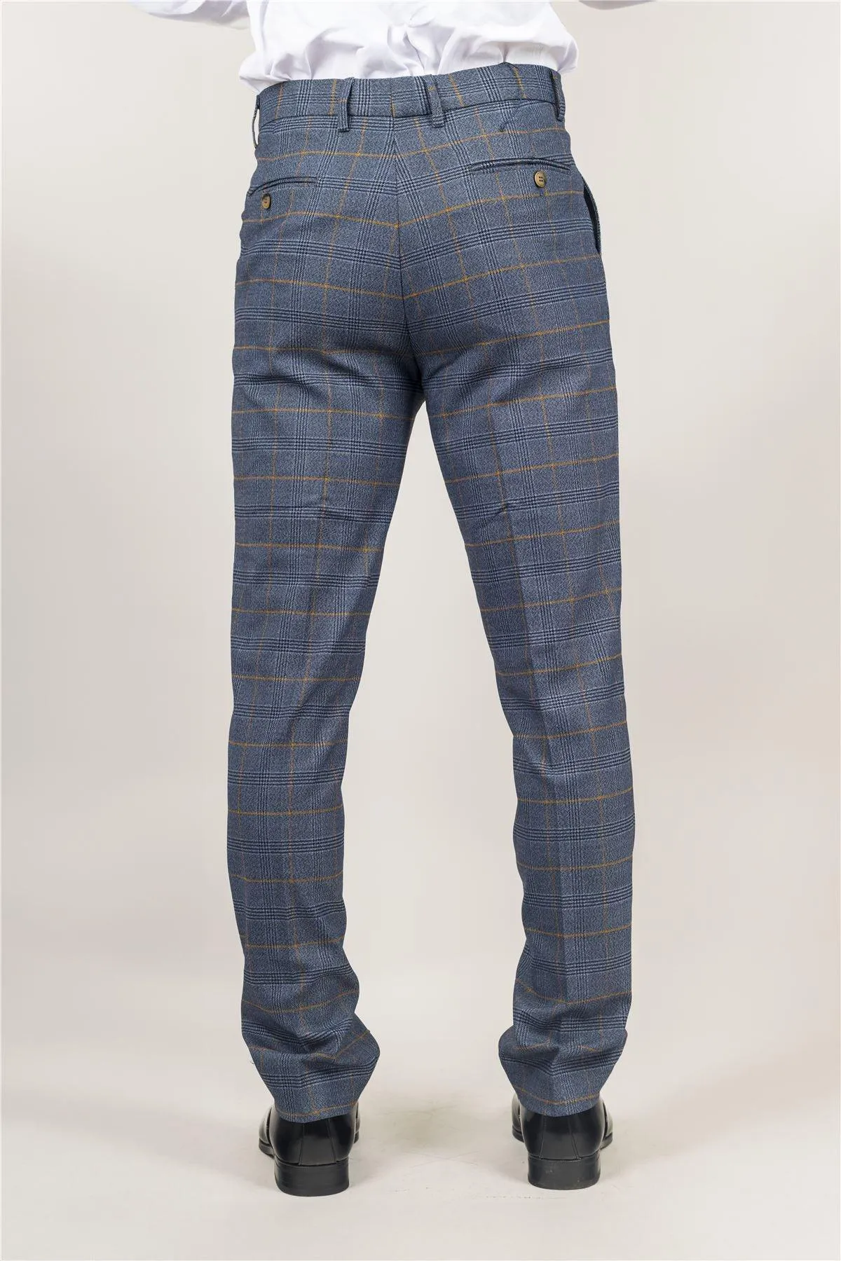 Men's Trousers Navy Checked Casual Formal Pants