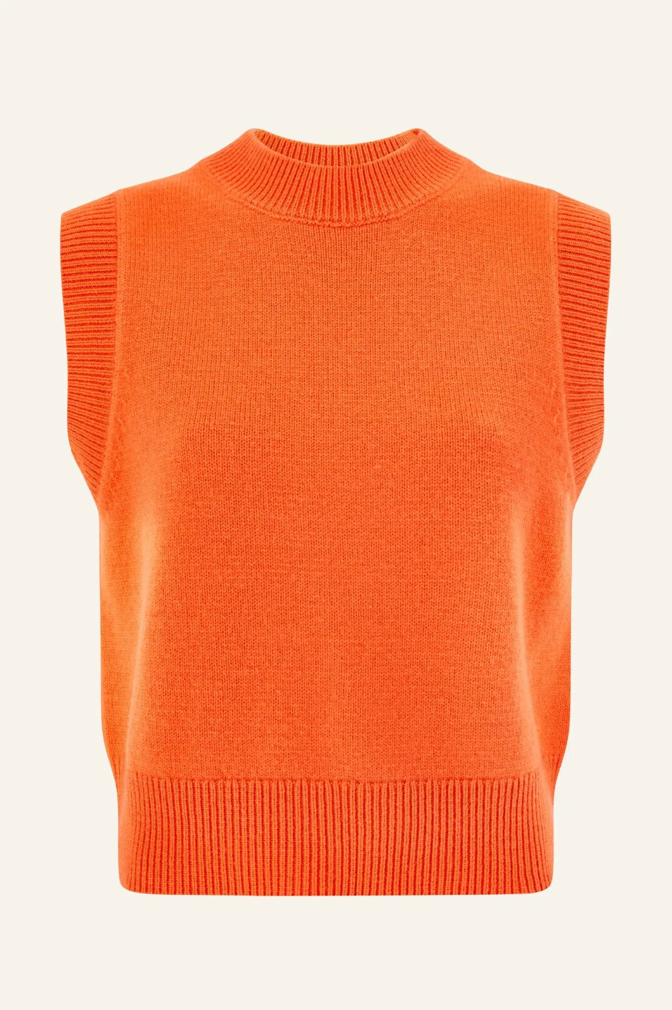 Merino Wool Knitted Short Tank | Orange