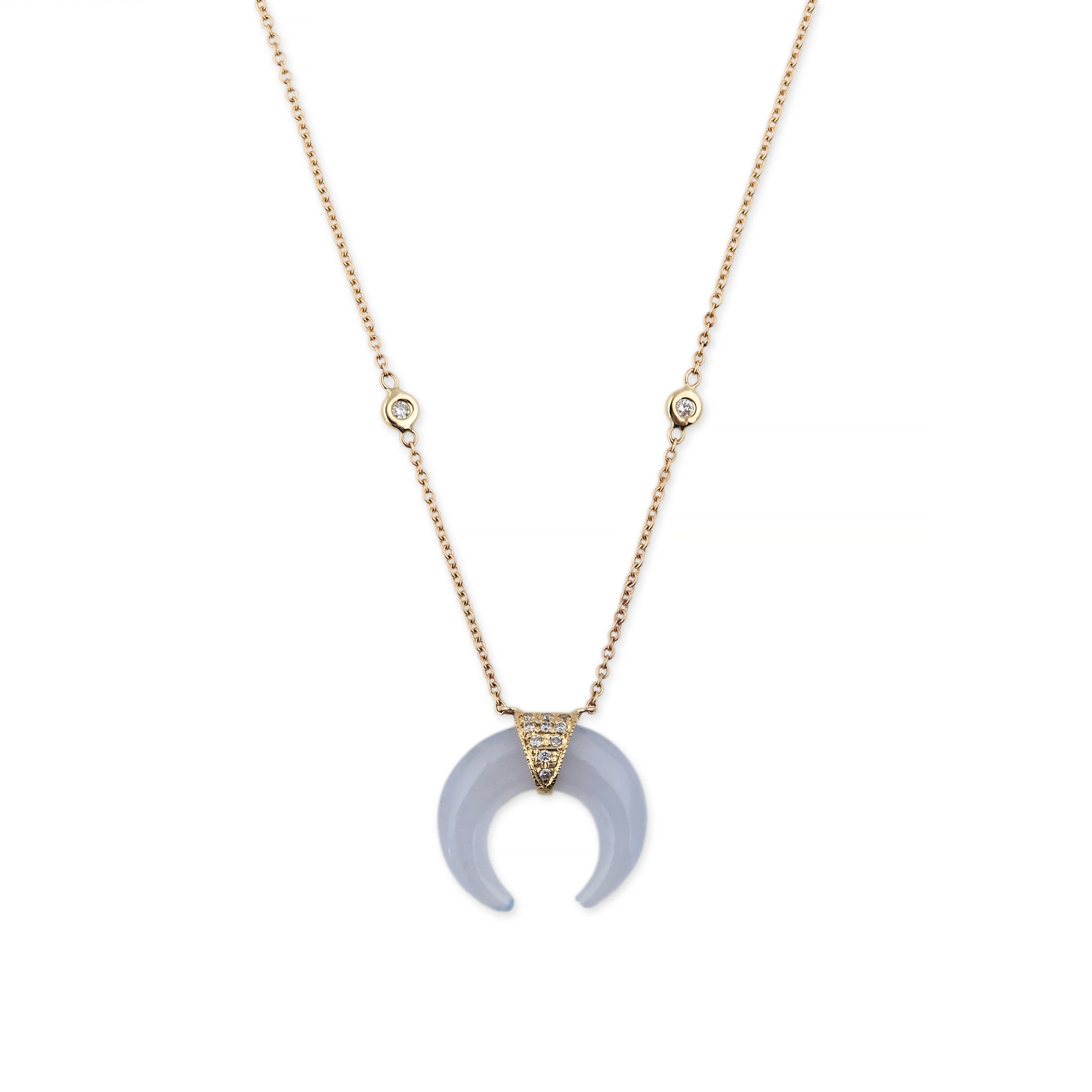 MINI CHALCEDONY DOUBLE HORN NECKLACE