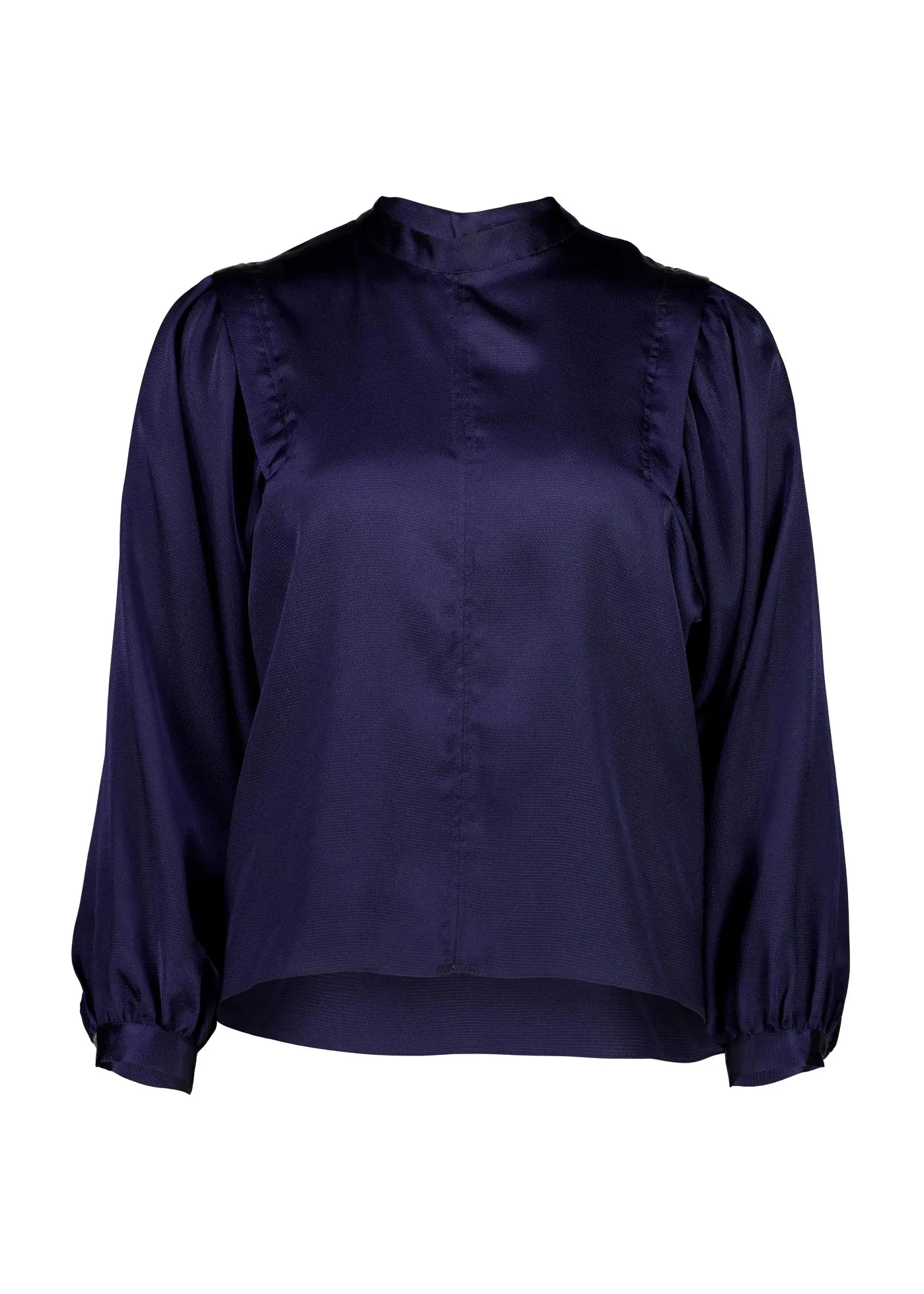 Moonshine Blouse Navy in Shiny Viscose