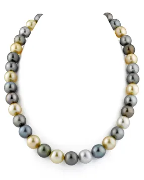 Multi-Color Black Tahitian & Golden South Sea Pearl Necklace, 10.0-12.0mm