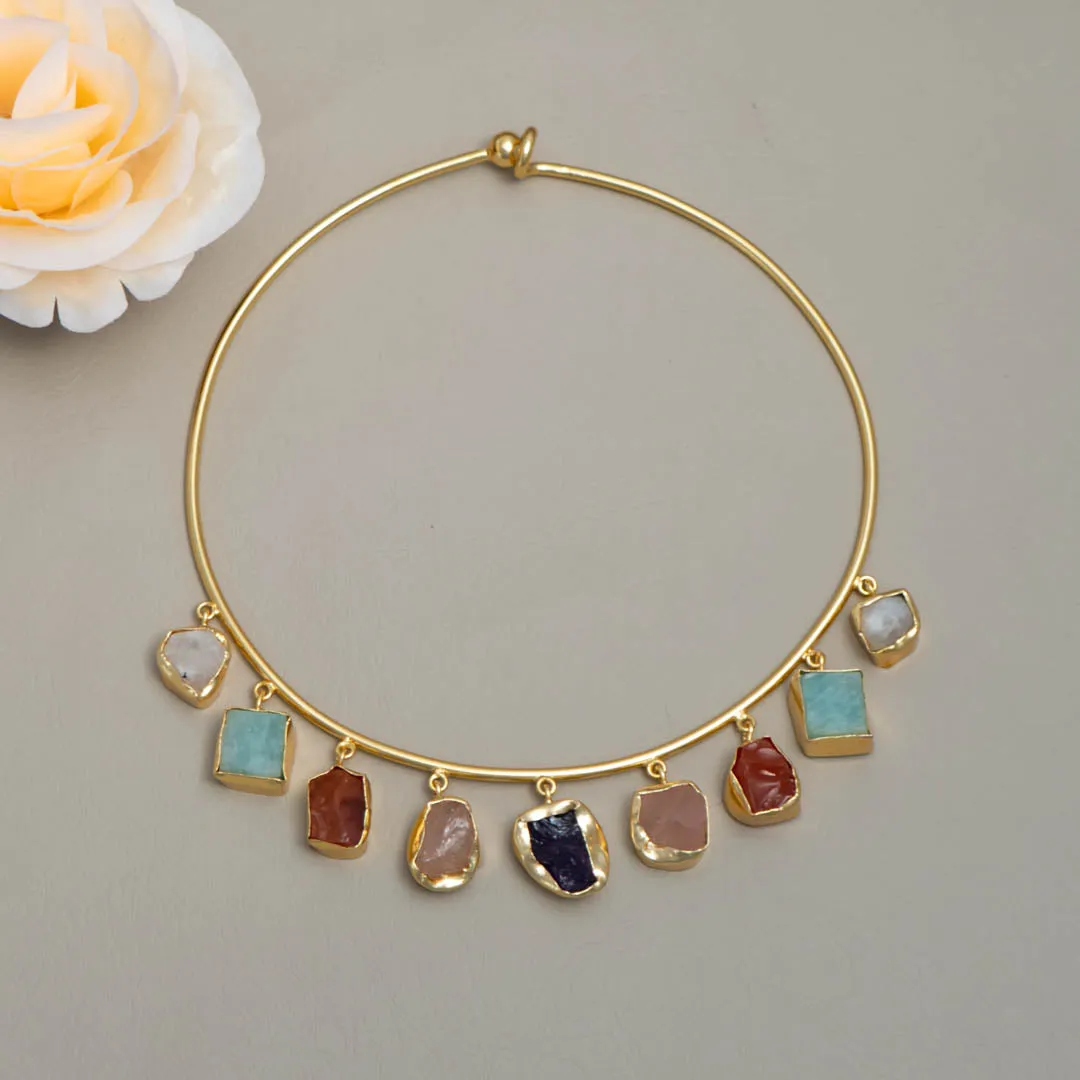 Multi color Natural Stone Necklace - AS100429