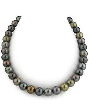 Multi-Color Tahitian True Round Pearl Necklace, 10.0-11.0mm - AAAA Quality