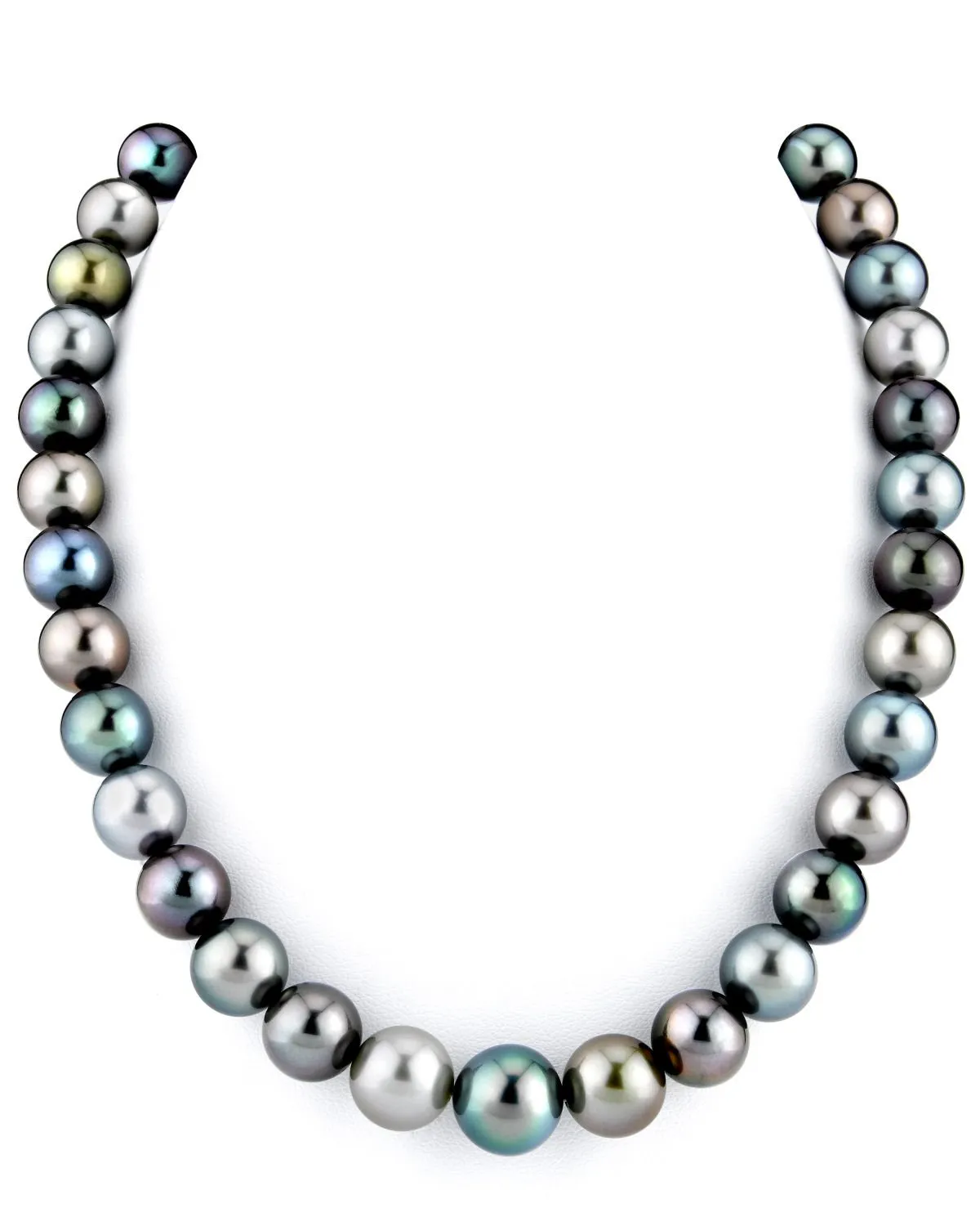 Multi-Color Tahitian True Round Pearl Necklace, 9.0-12.0mm - AAAA Quality