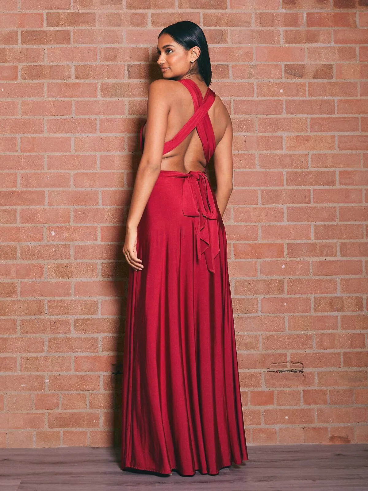 Multi-way Slinky Maxi Dress / Claret