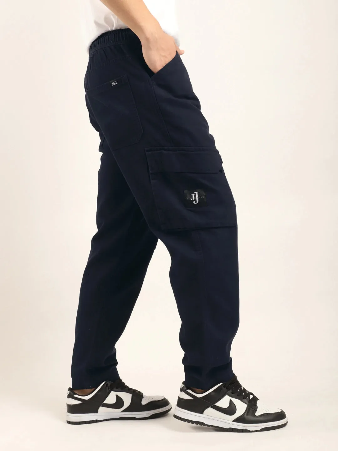 Navy Cotton Stretch Plus Size Cargo