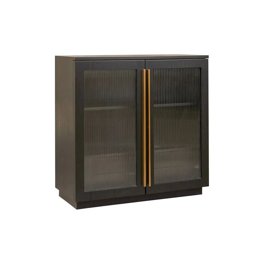 New York Oak Bar Cabinet - Black