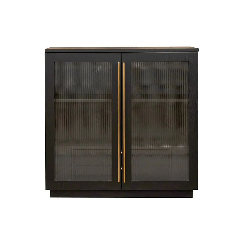 New York Oak Bar Cabinet - Black