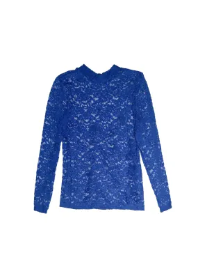 Nova Stretch Lace Mock Turtleneck - Cobalt