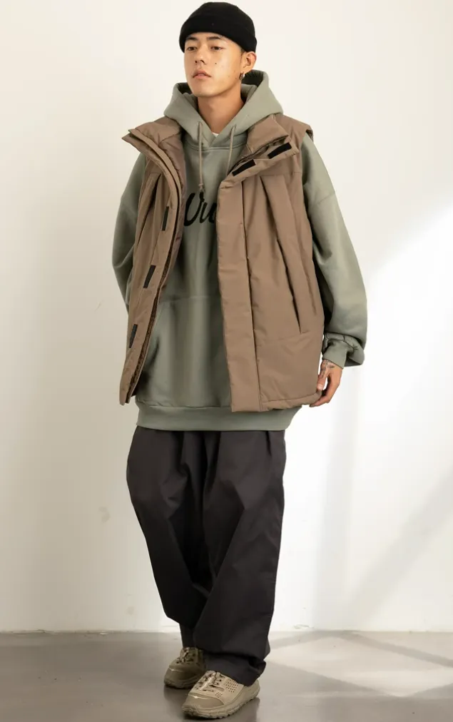 Oversized High Collar Heavyweight Puffer Vest with Pockets