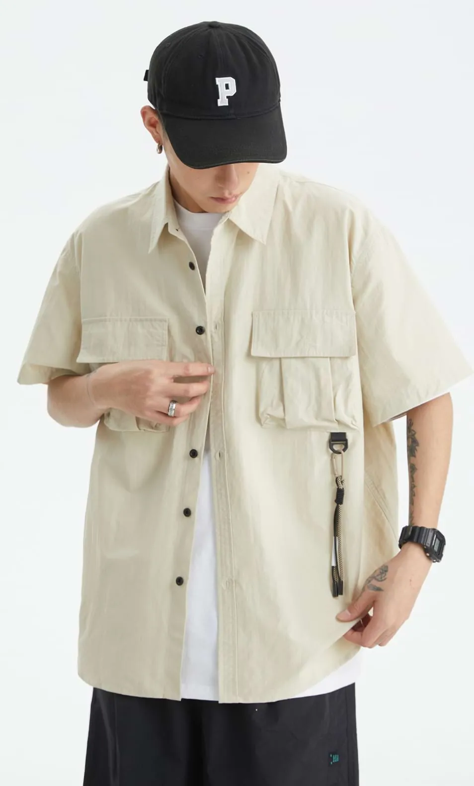 Oversized Short Sleeve Button Shirt