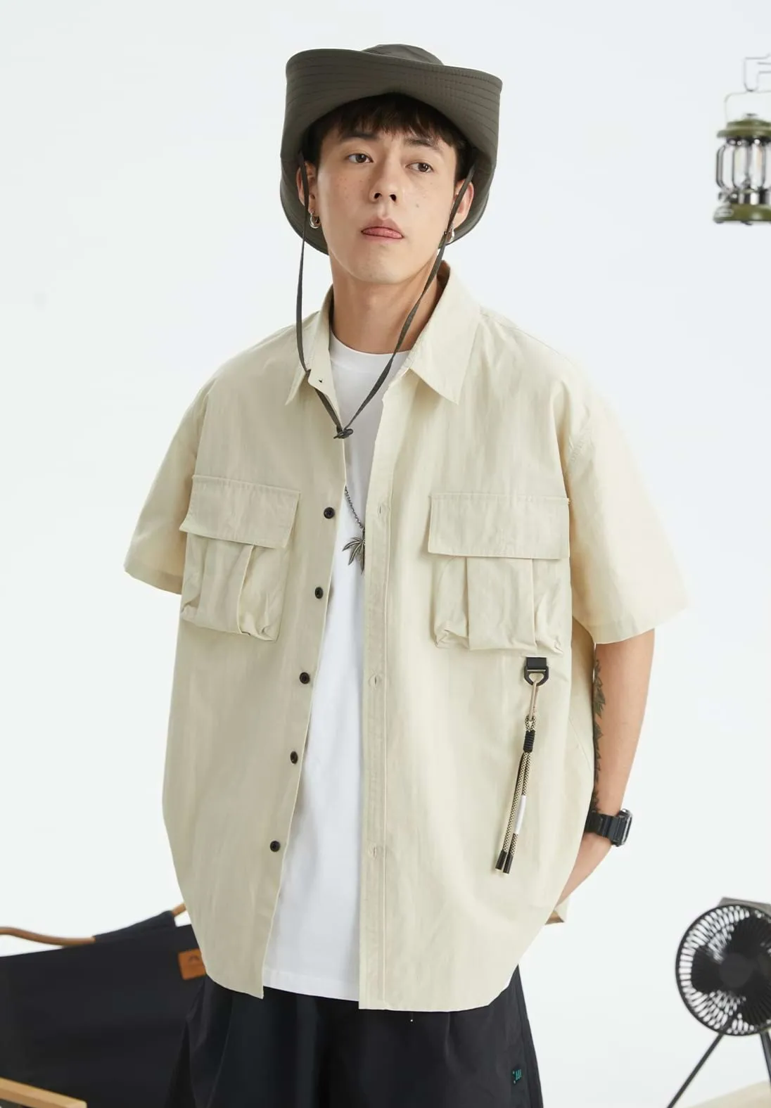 Oversized Short Sleeve Button Shirt