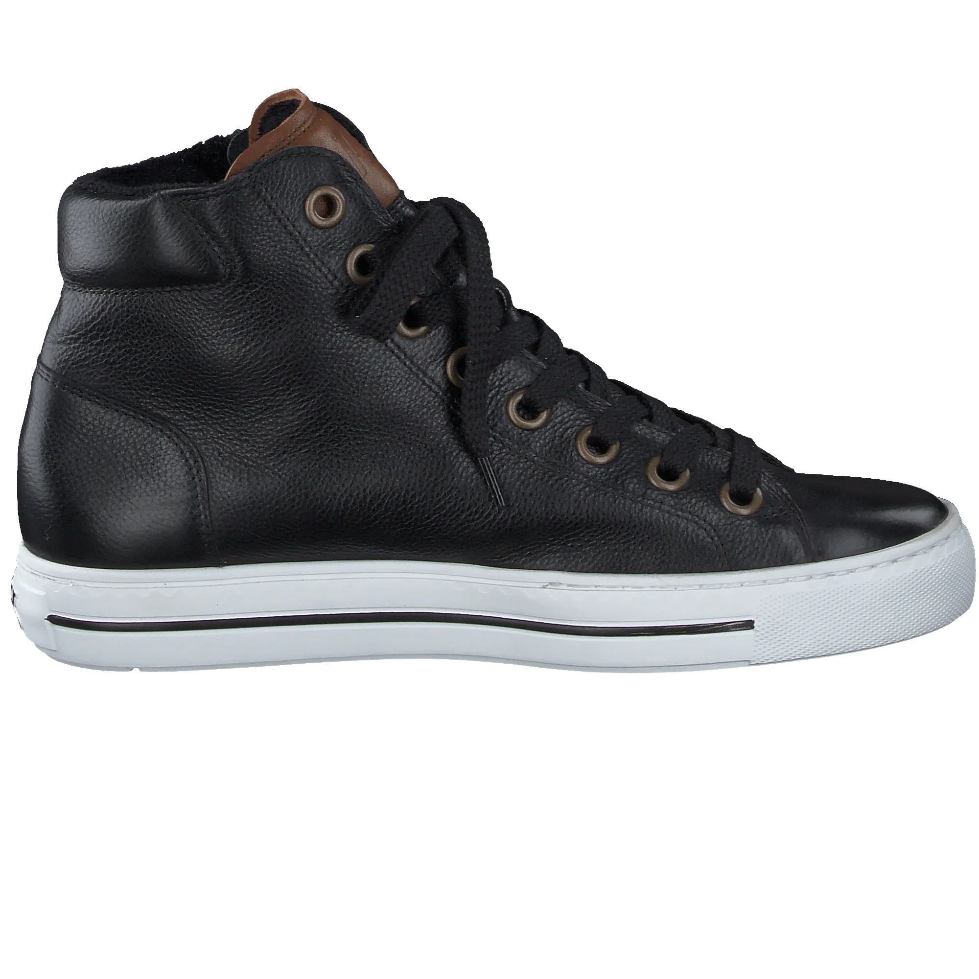 PAUL GREEN 4024 Black Leather High Top Trainer