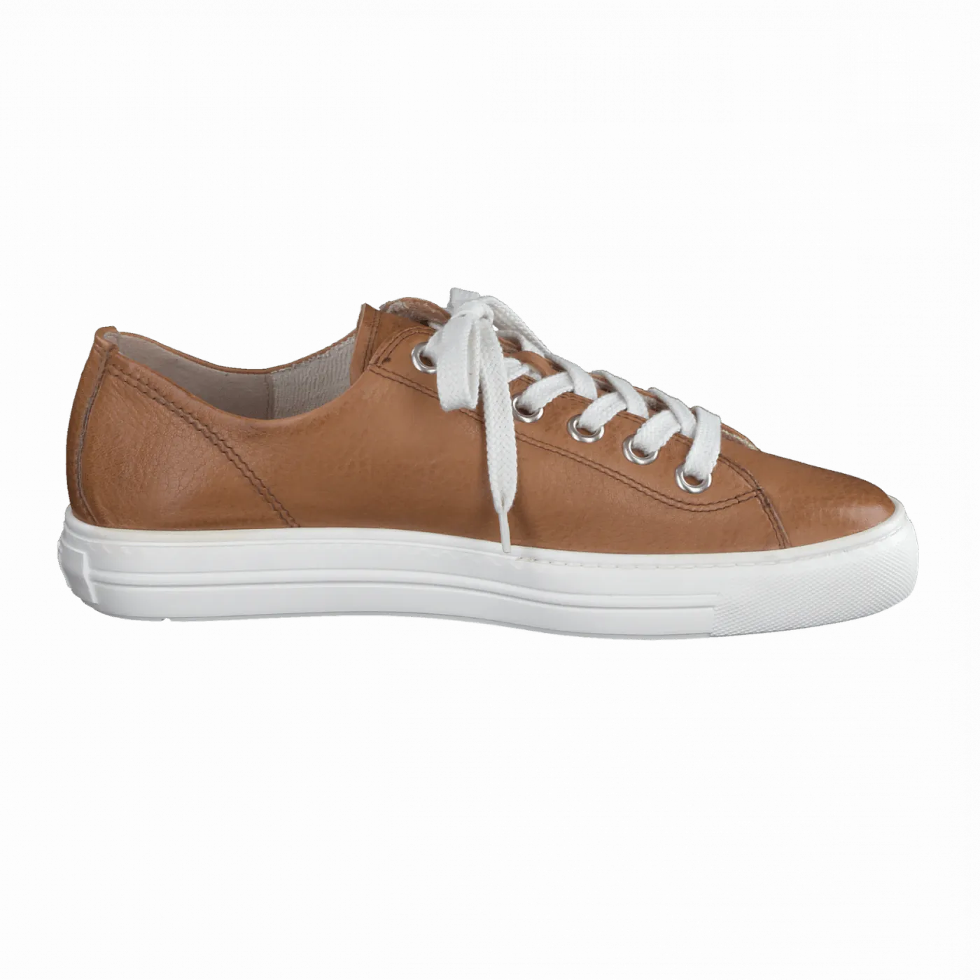 PAUL GREEN Tan leather trainer with zip detail 5206