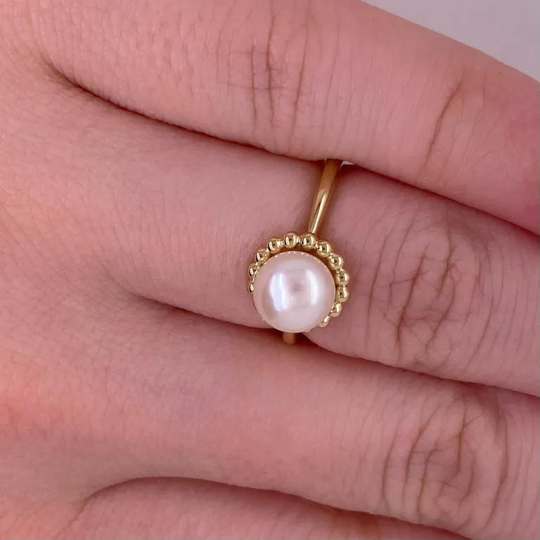 Pearl Beaded Frame Ring