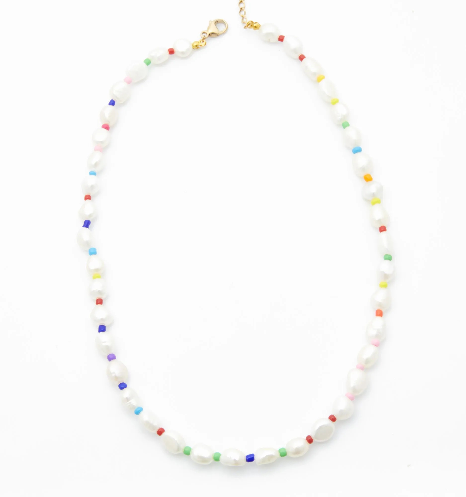 Pearl Necklace With Color Beads