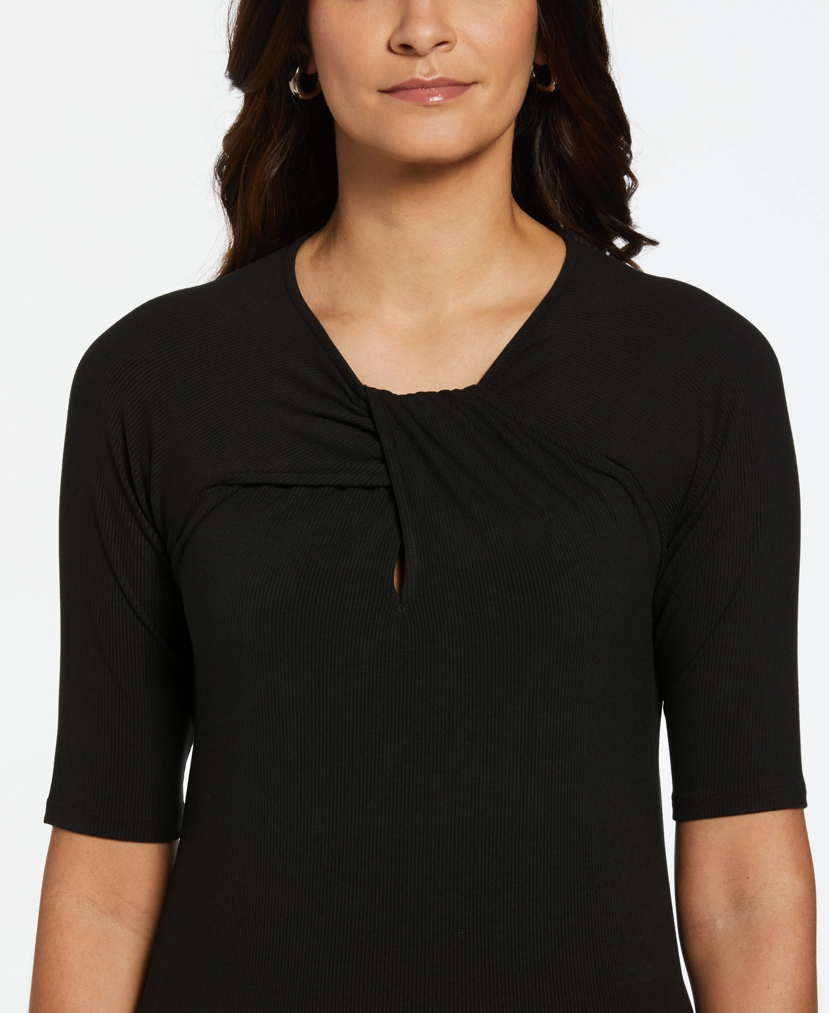 Petite Twist Neckline Cut Out Top