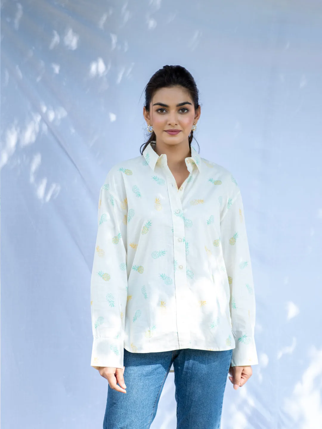 Pineapple Printed Oversized Shirt