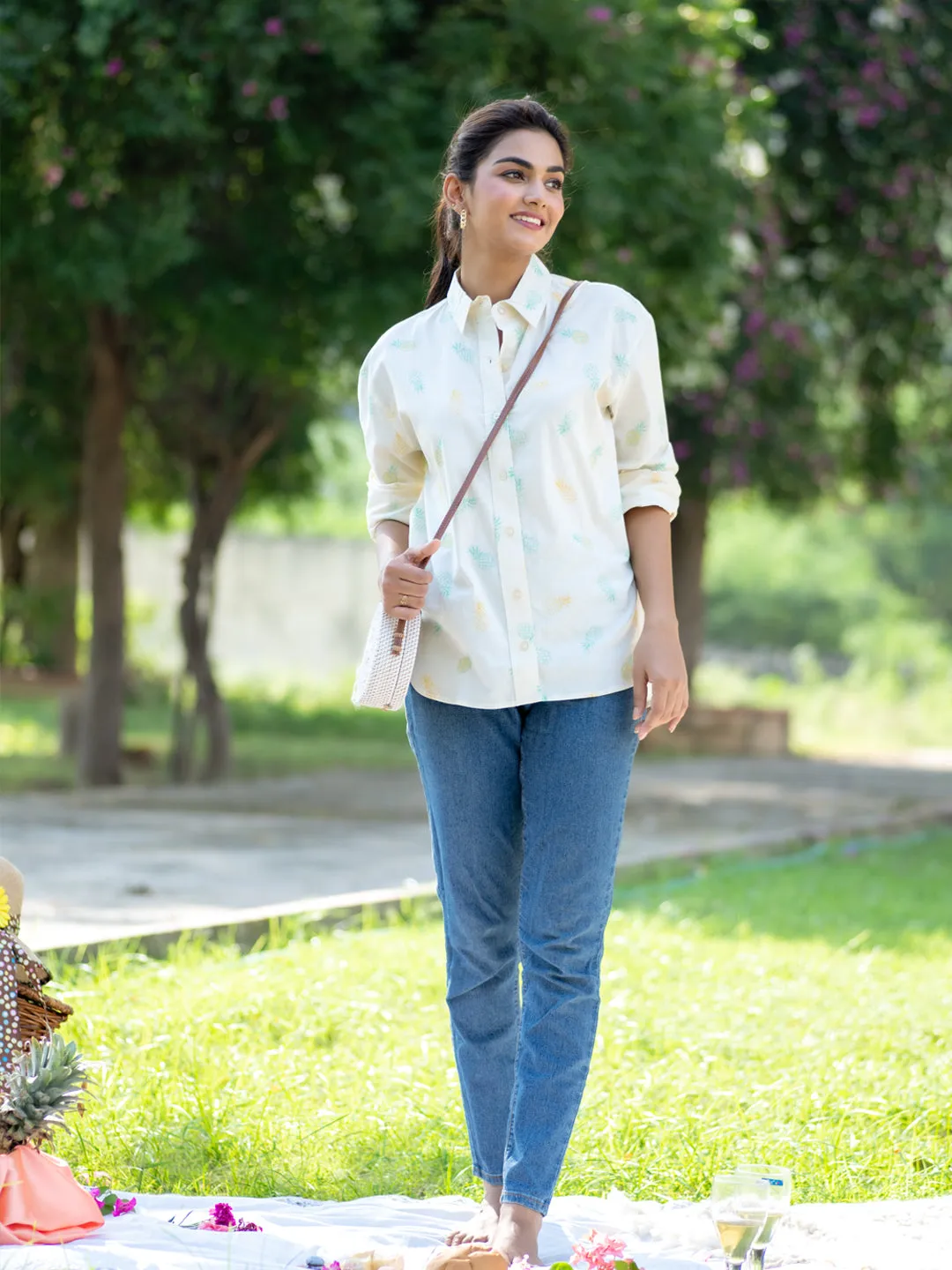 Pineapple Printed Oversized Shirt