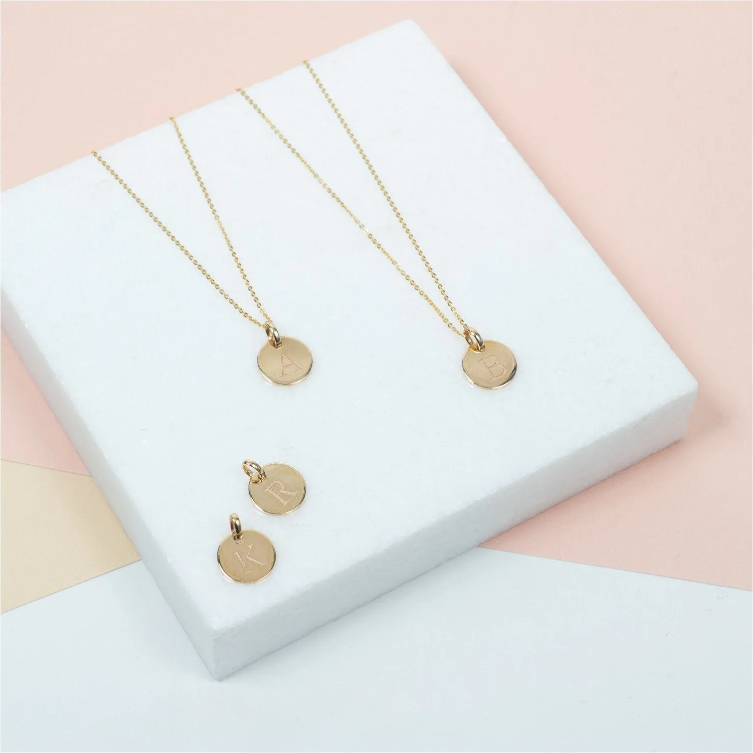 Pre-Engraved Mini 9ct Yellow Gold Disc Pendants (no chain)