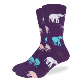 "Purple Elephant" Cotton Crew Socks by Good Luck Sock - SALE