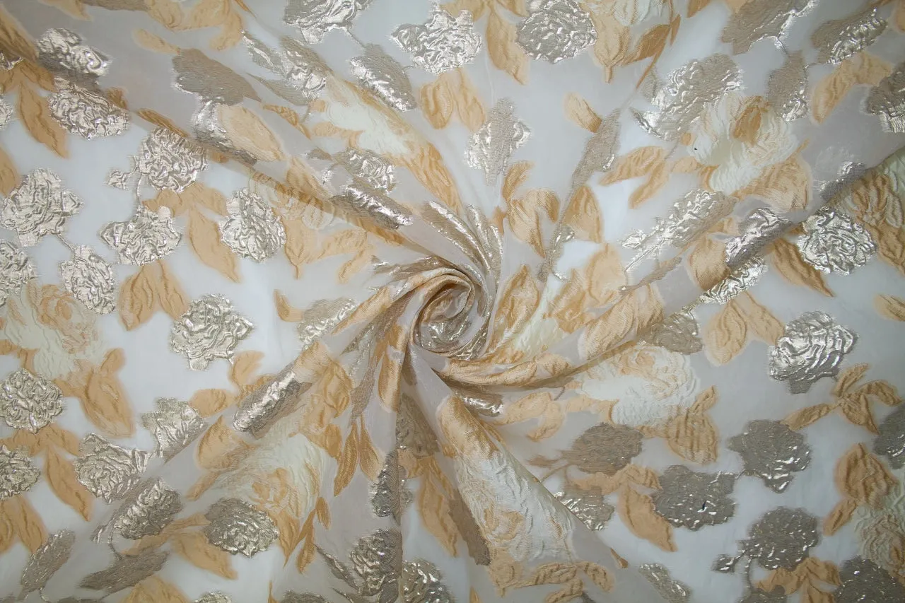 Randi Rahm Floral Matellassé Brocade - Golden Peach