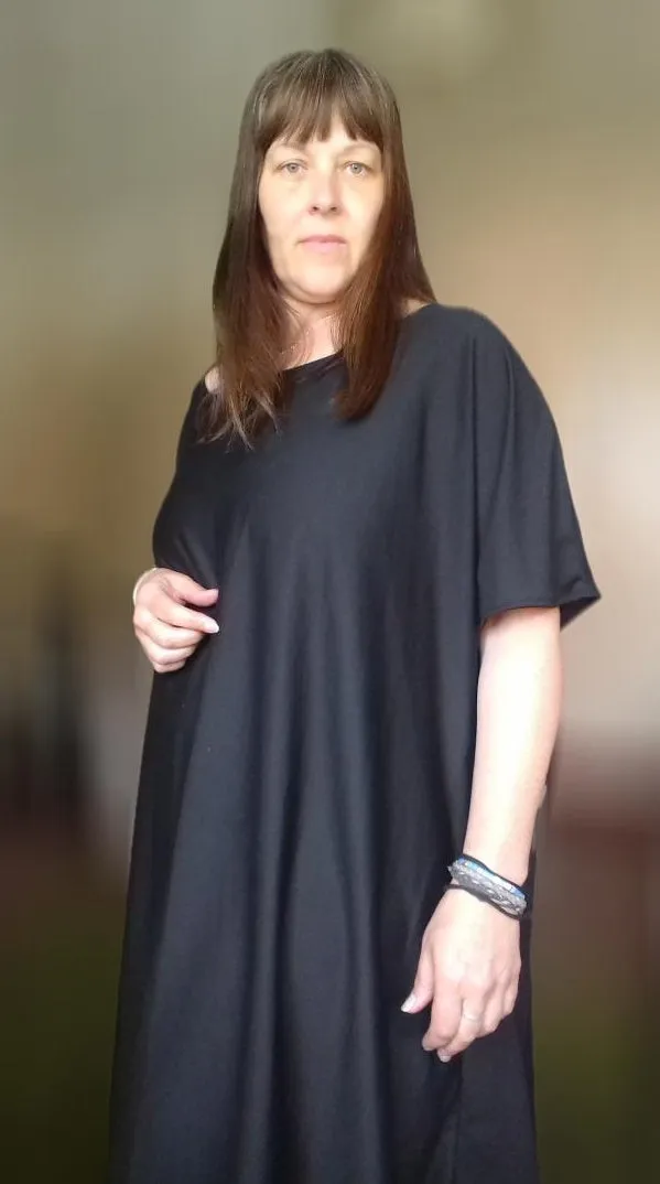 Relaxed Fit T Shirt Dress - Black Jersey UK 24 