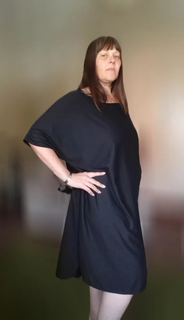 Relaxed Fit T Shirt Dress - Black Jersey UK 24 