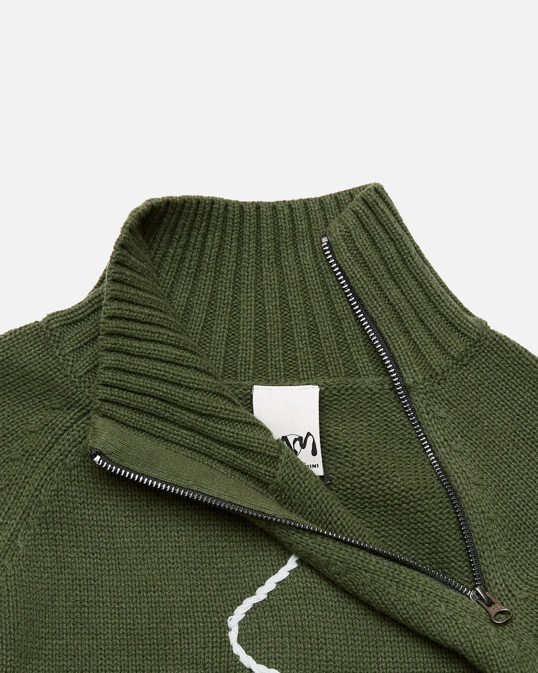 Relief High Neck Knit - Olive Leaf