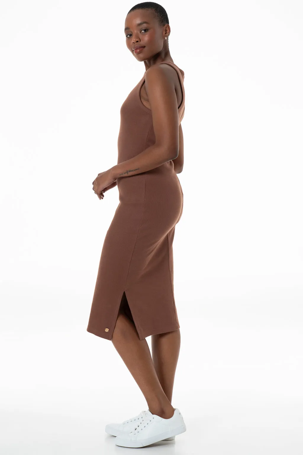 Ribbed Bodycon Dress _ 143286 _ Brown