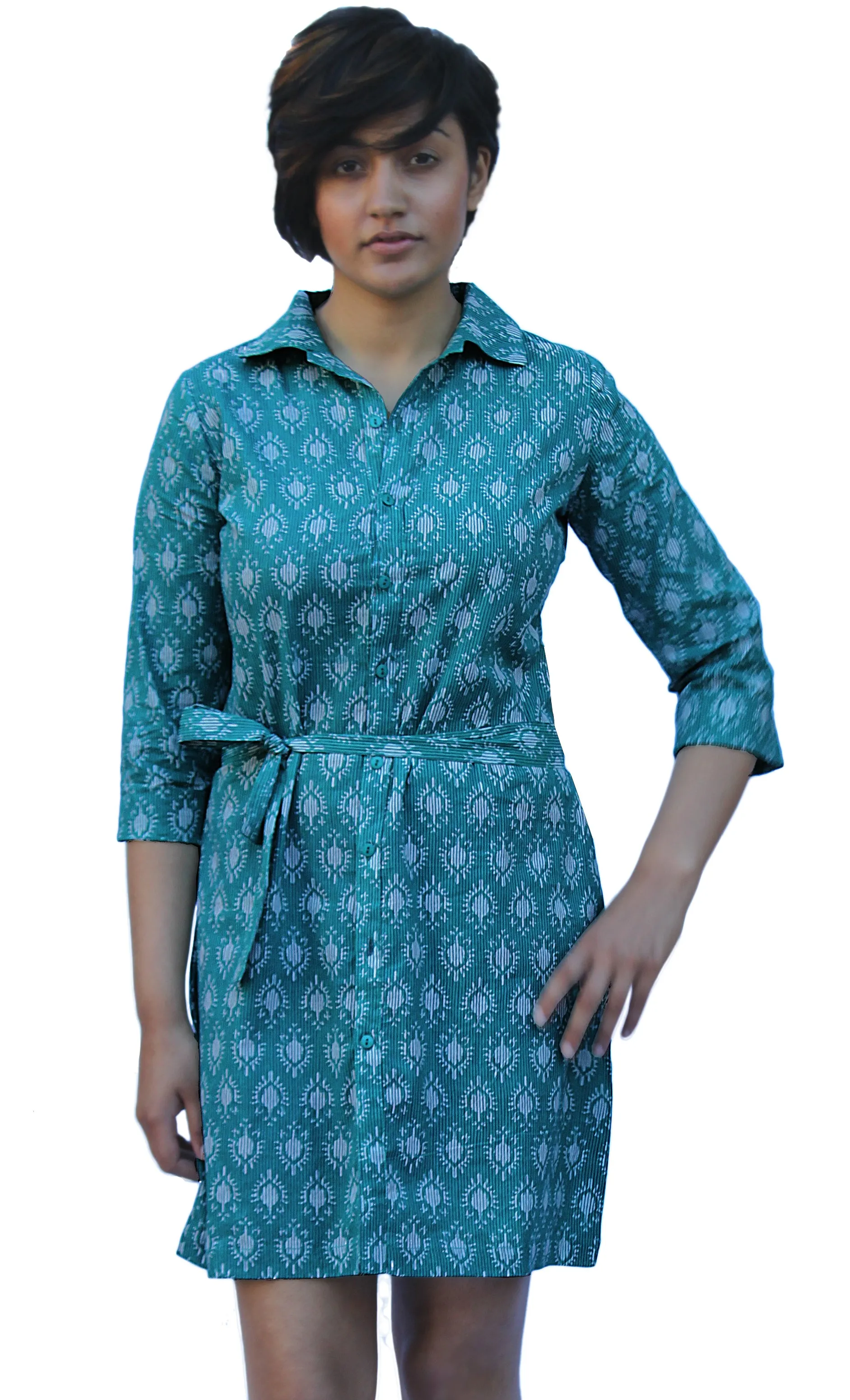 Riti Pure Cotton Hand Block Printed Shirt Dress Tunic Top