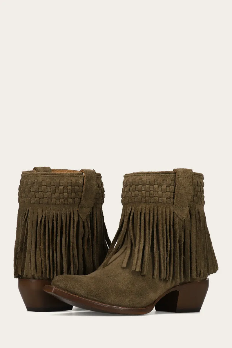 Sacha Short Fringe Bootie