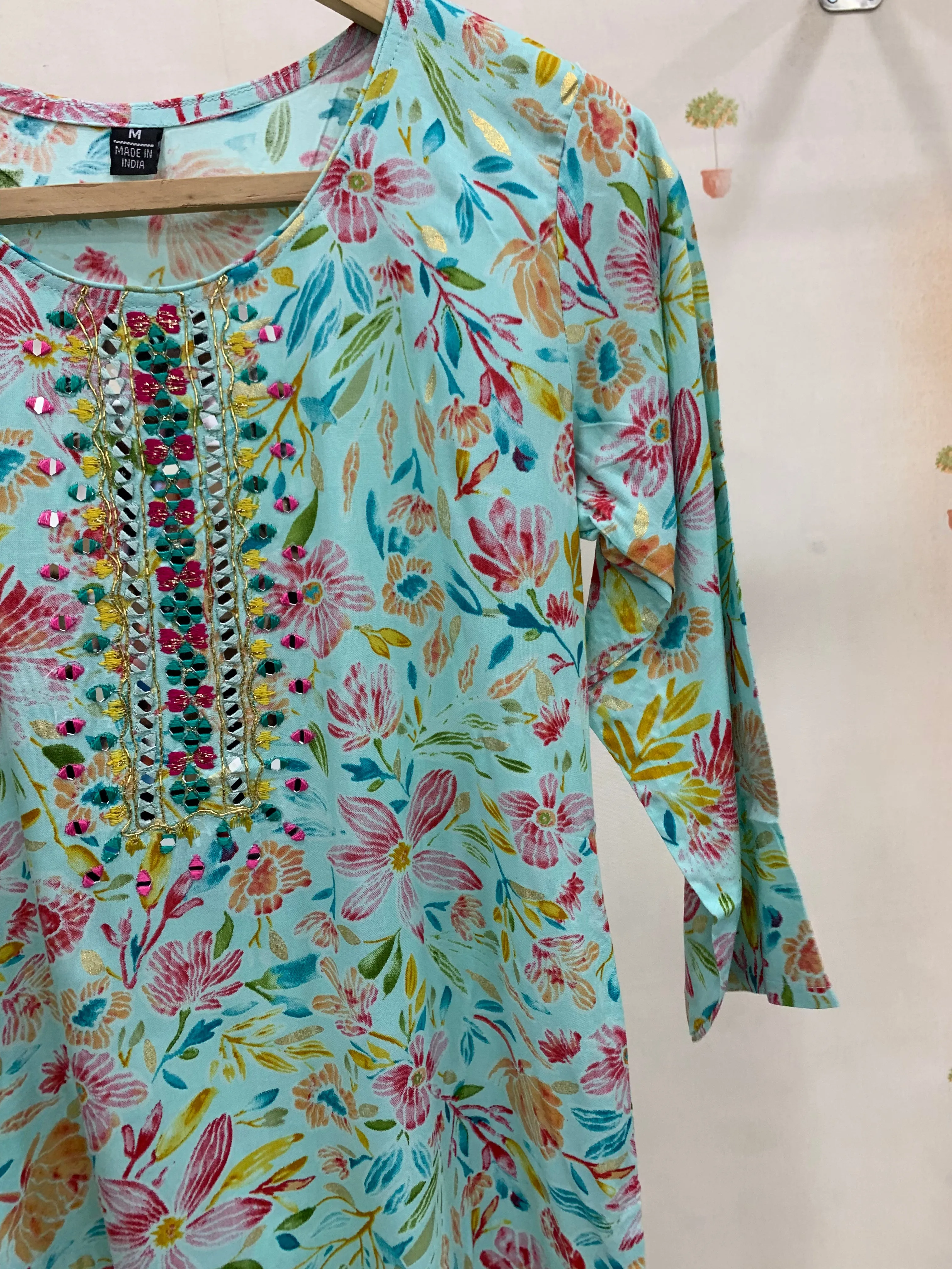 SEA GREEN PRINTED KURTA