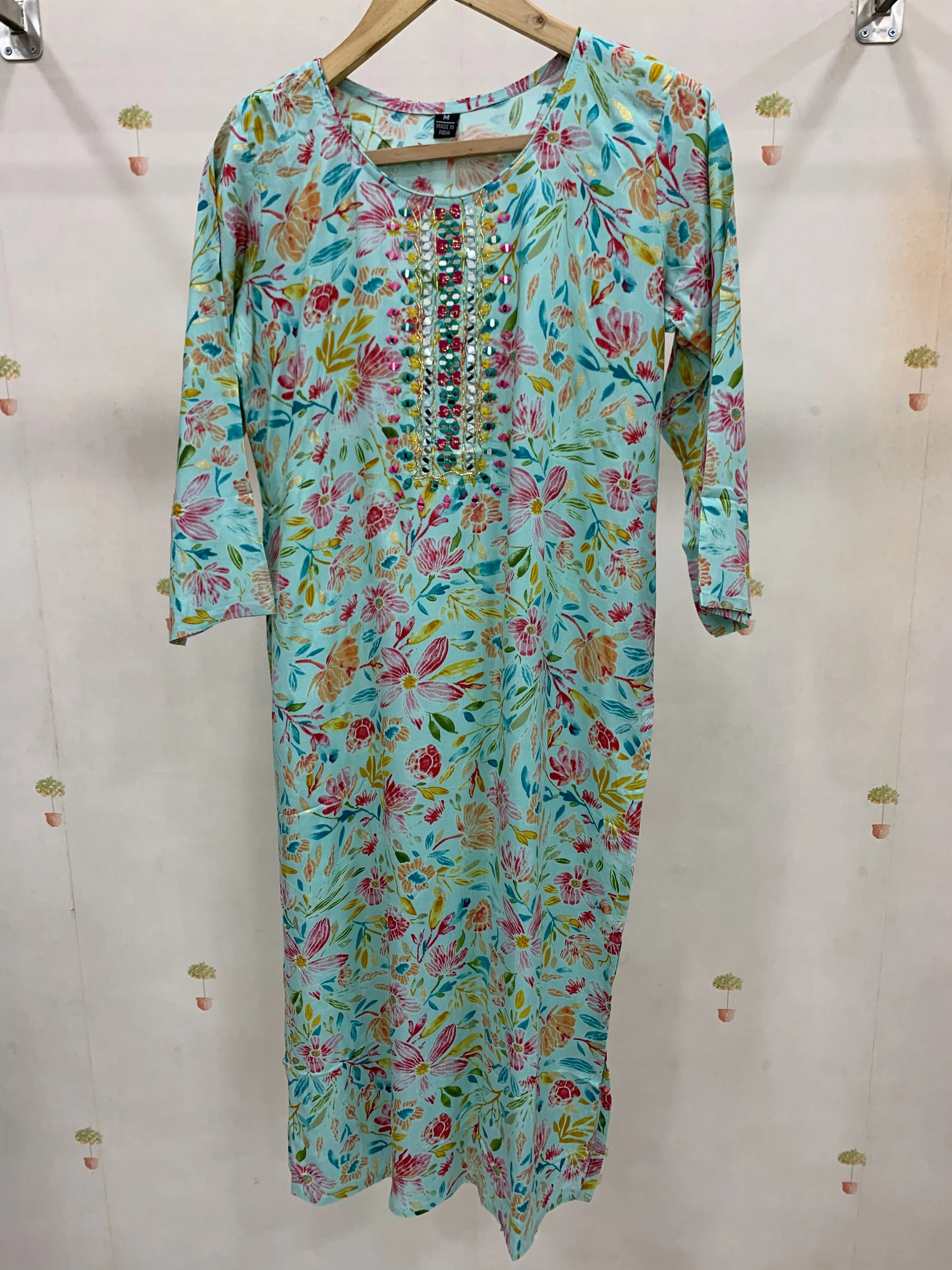 SEA GREEN PRINTED KURTA