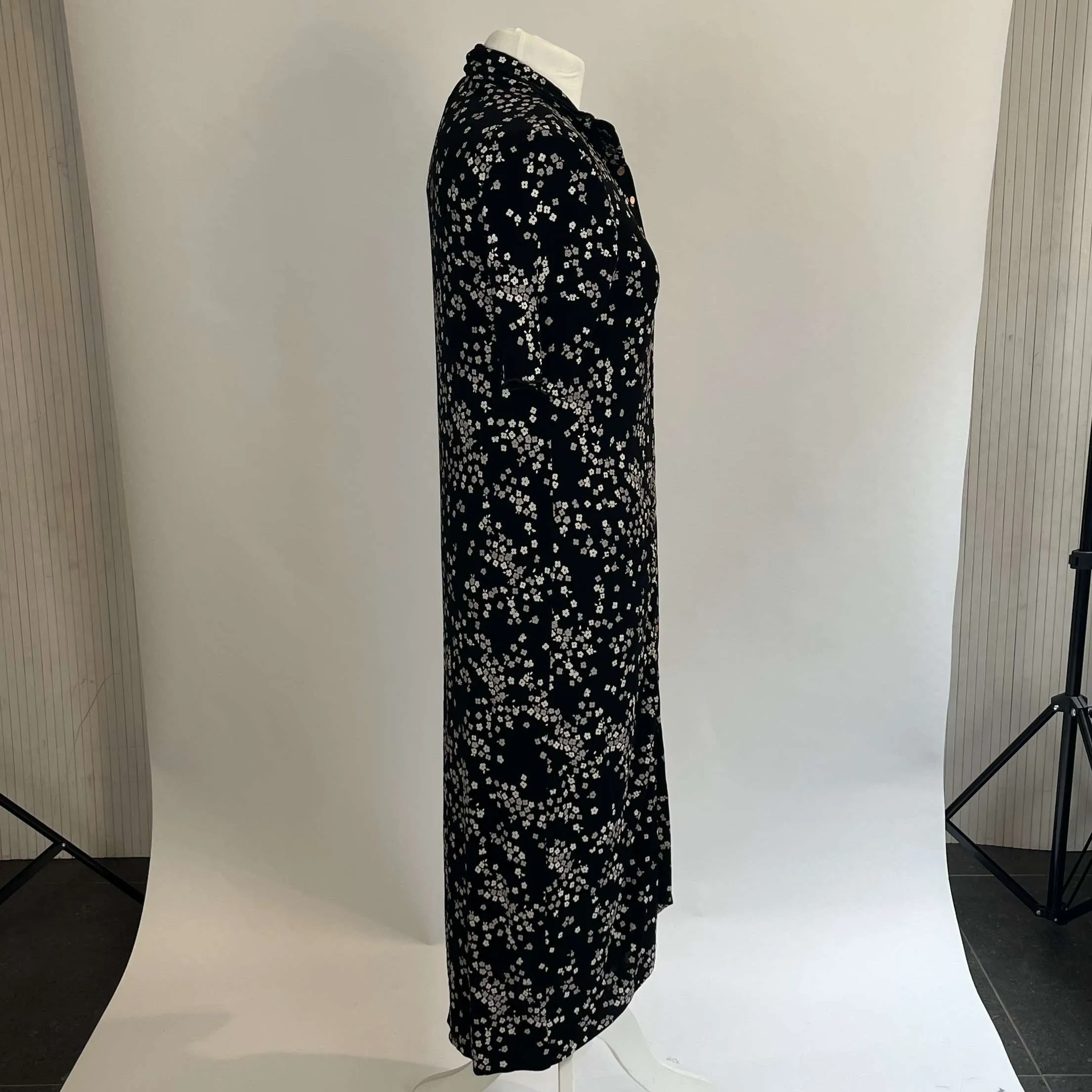 See by Chloe Black Floral Button Down Maxi Dress XL