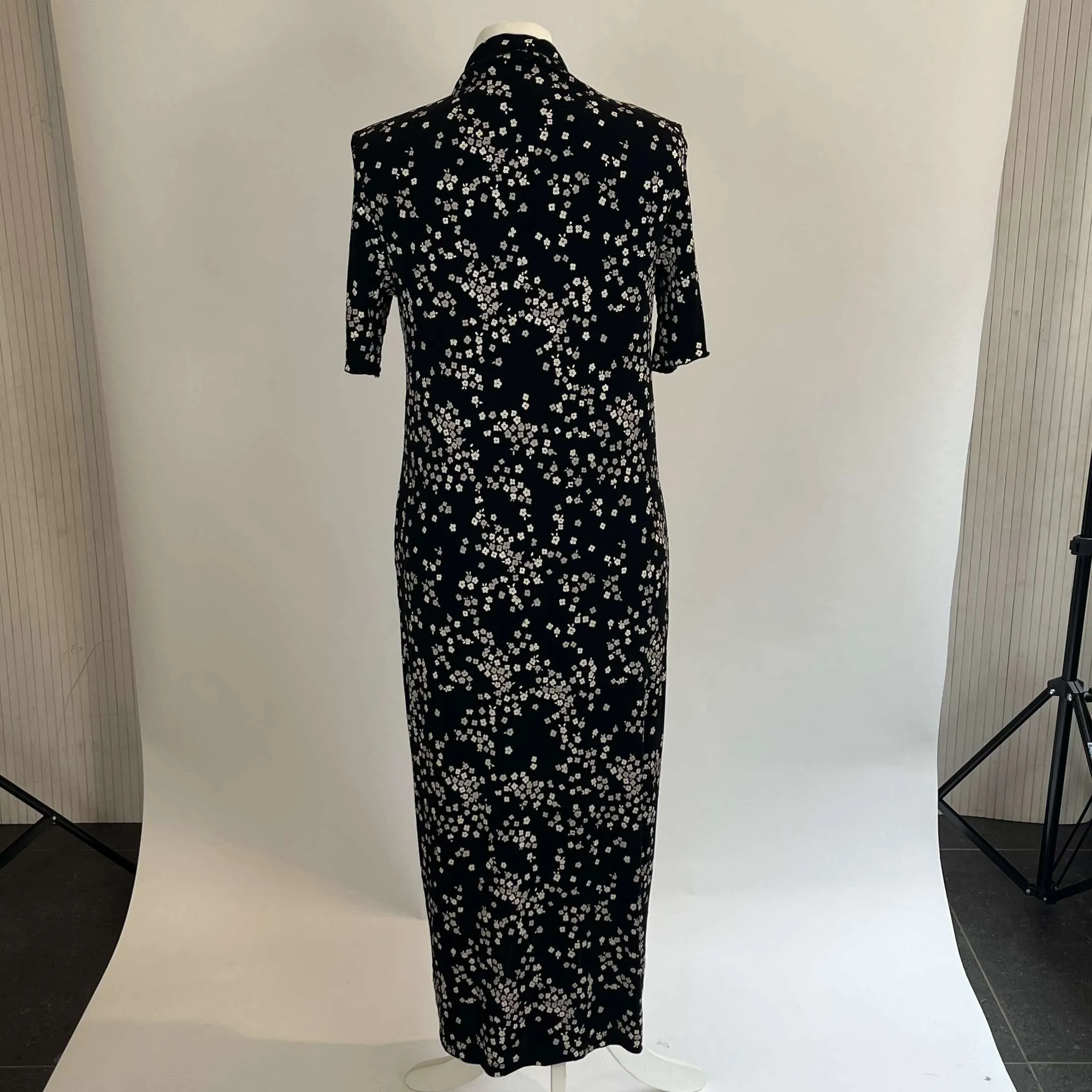 See by Chloe Black Floral Button Down Maxi Dress XL